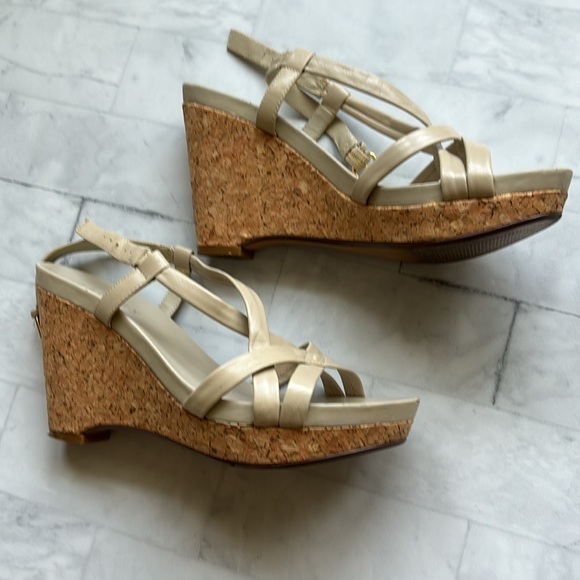 Lauren Ralph Lauren Strappy Leather Cork Wedges (Size 7.5) - Picture 6 of 16